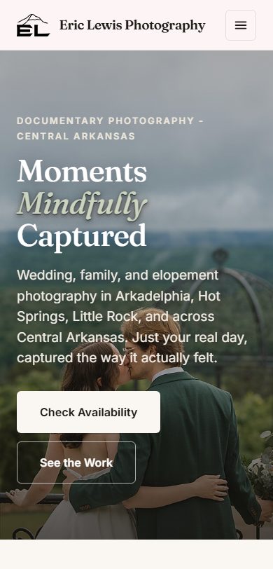 Eric Lewis Photography mobile website built by Lingo, Arkadelphia documentary photographer web design