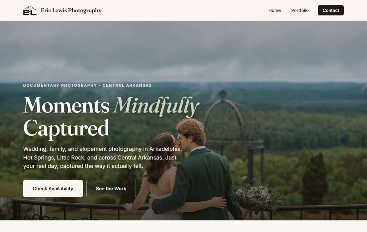Eric Lewis Photography website built by Lingo, Arkadelphia documentary photographer web design